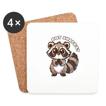 Vous avez des collations ? - raton laveur mignon - Dessous de verre (lot de 4) - blanc - Devant