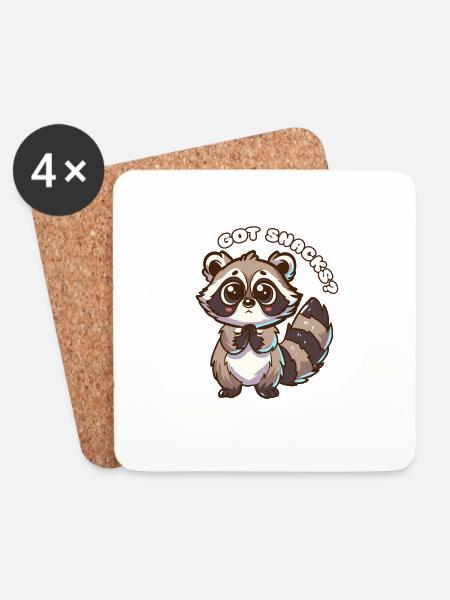 Got Snacks? - Cute Raccoon - Coasters (set of 4) - white