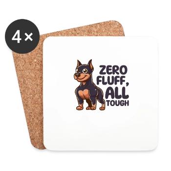 Null Flusen, alles zäh - Dobermann Hund - Untersetzer (4er-Set) - Weiß - Vorne