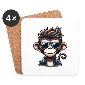 Cool Chimpanzee Lunettes de soleil 50s 60s Retro Monkey - Dessous de verre (lot de 4) - blanc - Devant