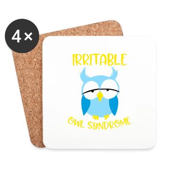 Syndrome de la chouette irritable Drôle Oiseaux nocturnes Humour - Dessous de verre (lot de 4) - blanc - Devant