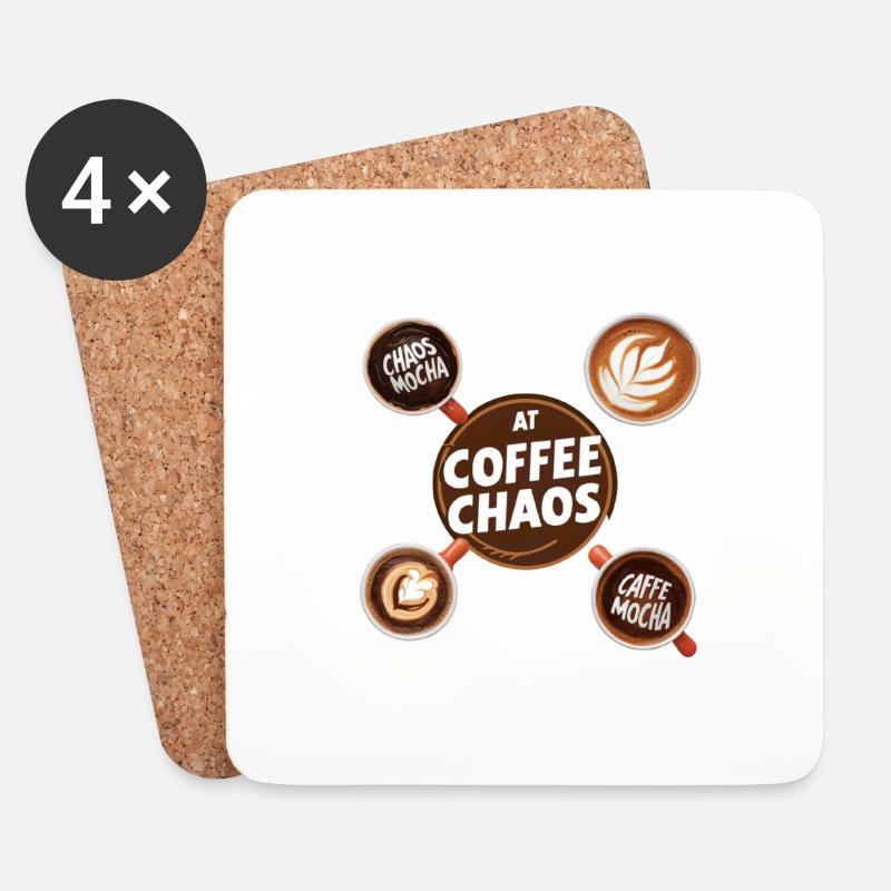 KAFFEE-CHAOS - Untersetzer (4er-Set) - Weiß