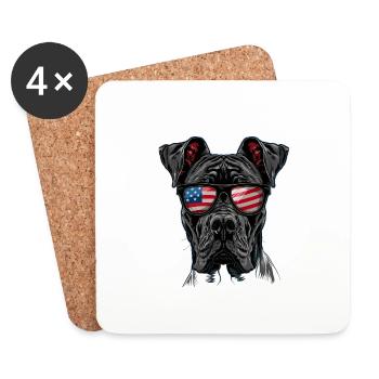 Dogue allemand avec lunettes de soleil américaines - Dessous de verre (lot de 4) - blanc - Devant