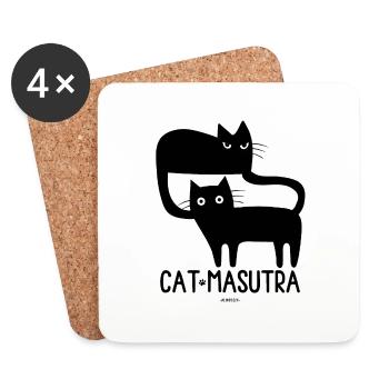 Cat Masutra ! - Dessous de verre (lot de 4) - blanc - Devant