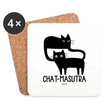 Chat Masutra - Dessous de verre (lot de 4) - blanc - Devant