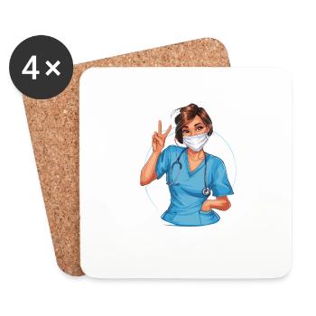Lustige Krankenschwester mit Humor - Untersetzer (4er-Set) - Weiß - Vorne