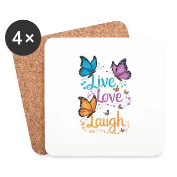 Inspirierender Live Love Laugh Schmetterling - Untersetzer (4er-Set) - Weiß - Vorne