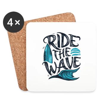 Ride the Wave Surfing Surfboard Summer Holiday - Coasters (set of 4) - white - Front