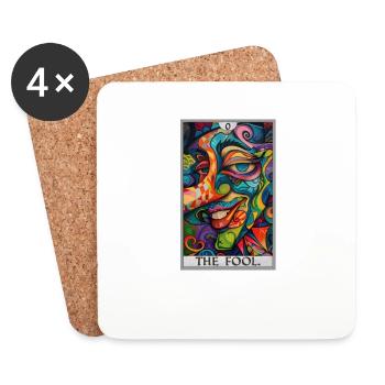 Cartes de tarot Carte de tarot Le fou Le fou - Dessous de verre (lot de 4) - blanc - Devant