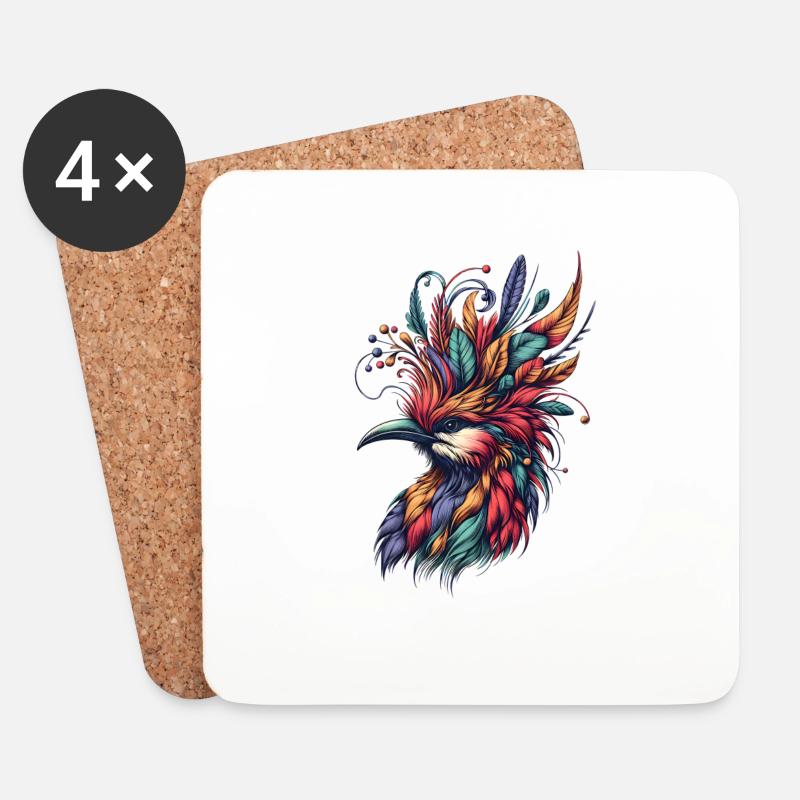 Tropical Bird Nerd - Untersetzer (4er-Set) - Weiß