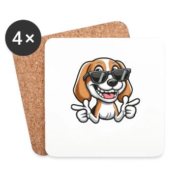 Cute Beagle Dog Cartoon Dog Lover - Coasters (set of 4) - white - Front