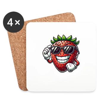 Cool Strawberry Sunglasses Fruity Design - Coasters (set of 4) - white - Front