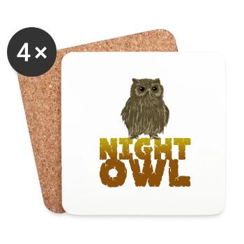 Night Owl Nocturnal Predator Bird Lover Animals - Coasters (set of 4) - white - Front