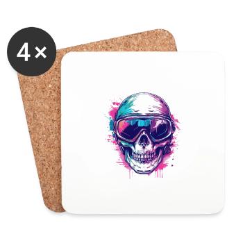 Ski Skull Masque de ski Skull - Dessous de verre (lot de 4) - blanc - Devant