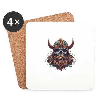 Wikinger Odin Totenkopf - Untersetzer (4er-Set) - Weiß - Vorne