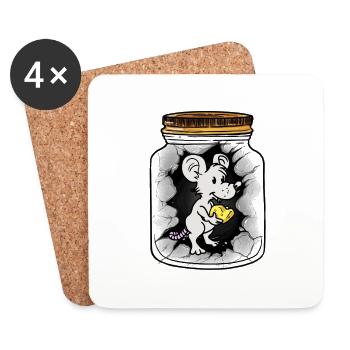 Message in a Bottle Cheese Mouse Mice Rat Greeting Birthday - Coasters (set of 4) - white - Front