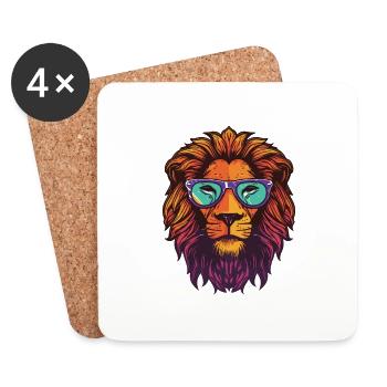 Lion Cool Head Party - Coasters (set of 4) - white - Front