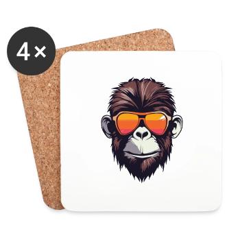 Fête Monkey Cool Head - Dessous de verre (lot de 4) - blanc - Devant