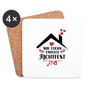 Richtfest Hausbau Bauherr Hausbesitzer Einweihung - Untersetzer (4er-Set) - Weiß - Vorne