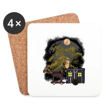 Medieval Travel Peanut Mystical Carriage Horse - Coasters (set of 4) - white - Front