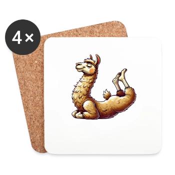 Lama Alpaga Yoga Gymnastique Gymnastique Drôle - Dessous de verre (lot de 4) - blanc - Devant