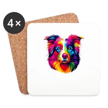 Colorful Pop Art Border Collie Border Collies - Coasters (set of 4) - white - Front