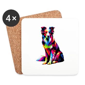 Colorful Pop Art Border Collie Border Collies - Coasters (set of 4) - white - Front