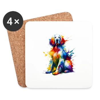 Colorful Splash Art English Setter Laverack Setter - Coasters (set of 4) - white - Front