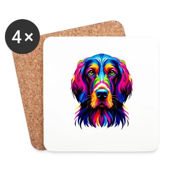 Pop Art coloré Setter anglais Laverack Setter - Dessous de verre (lot de 4) - blanc - Devant