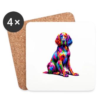 Pop Art coloré Setter anglais Laverack Setter - Dessous de verre (lot de 4) - blanc - Devant