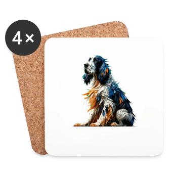 Polygon Art Setter Anglais Setter Laverack - Dessous de verre (lot de 4) - blanc - Devant