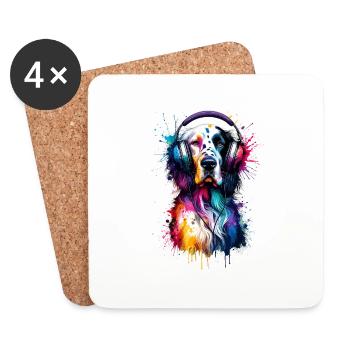 Casque Splash Art Setter Anglais Laverack - Dessous de verre (lot de 4) - blanc - Devant