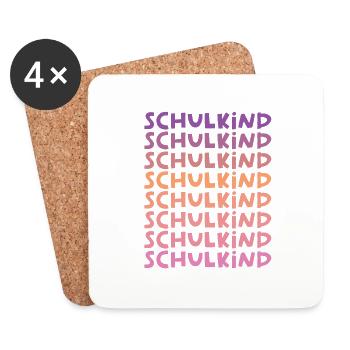 Schulkinder Schule Outfit Schüler Schulkind - Untersetzer (4er-Set) - Weiß - Vorne