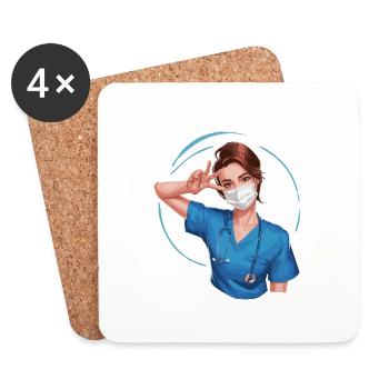 Lustige Krankenschwester mit Humor - Untersetzer (4er-Set) - Weiß - Vorne