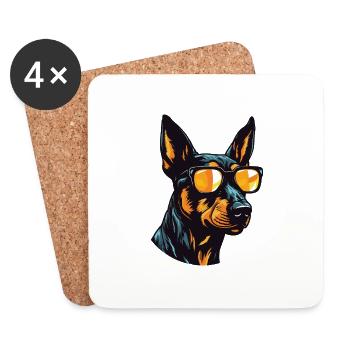 Doberman Hund Cool Kopf Party - Untersetzer (4er-Set) - Weiß - Vorne