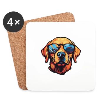 Labrador Hund Cool Kopf Party - Untersetzer (4er-Set) - Weiß - Vorne
