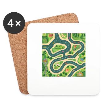 Car Play Mat Gives Parents A Massage - Untersetzer (4er-Set) - Weiß - Vorne