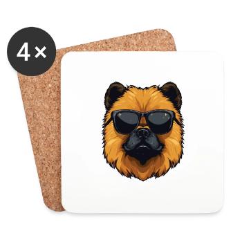 Chow Chow Chien Cool Head Party - Dessous de verre (lot de 4) - blanc - Devant