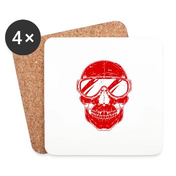 Ski Masque de ski Skull - Dessous de verre (lot de 4) - blanc - Devant