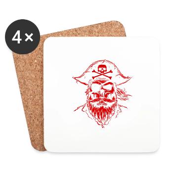 Crâne de pirate - Dessous de verre (lot de 4) - blanc - Devant