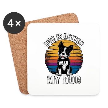 Life is better with my dog - Coasters (set of 4) - white - Front