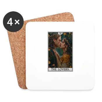 Tarot Cards Tarot Card The Lovers The Lovers - Coasters (set of 4) - white - Front
