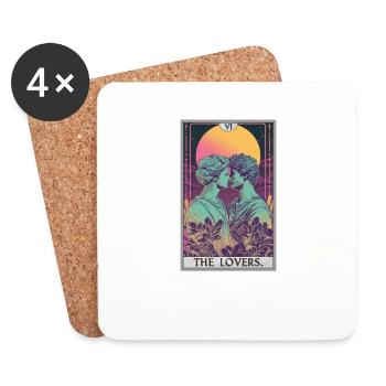Cartes de tarot Carte de tarot Les amoureux Les amoureux - Dessous de verre (lot de 4) - blanc - Devant