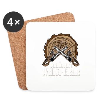 Chainsaw Whisperer Logger Lumberjack Logging - Coasters (set of 4) - white - Front