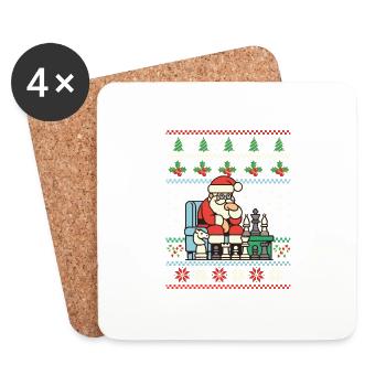 Santa Claus Playing Chess Christmas - Coasters (set of 4) - white - Front