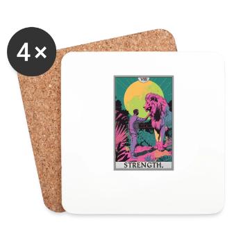 Tarotkarten Tarotkarte Strength Kraft - Untersetzer (4er-Set) - Weiß - Vorne