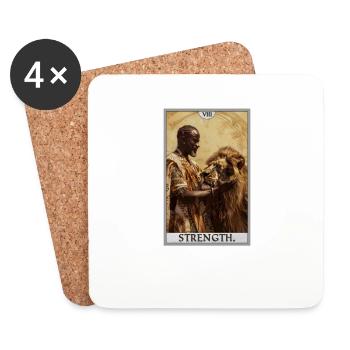 Tarotkarten Tarotkarte Strength Kraft - Untersetzer (4er-Set) - Weiß - Vorne