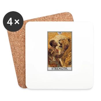 Tarotkarten Tarotkarte Strength Kraft - Untersetzer (4er-Set) - Weiß - Vorne