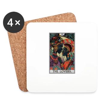 Tarot Cards Tarot Card The Lovers The Lovers - Coasters (set of 4) - white - Front