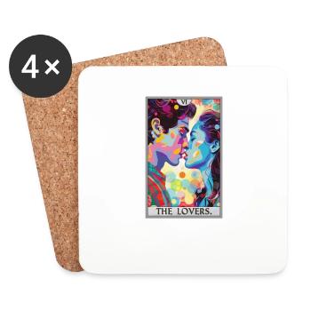 Tarot Cards Tarot Card The Lovers The Lovers - Coasters (set of 4) - white - Front